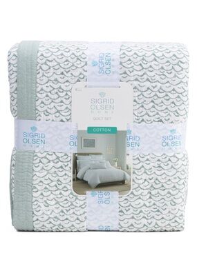 Sigrid Olsen Mint and White Cotton Comforter